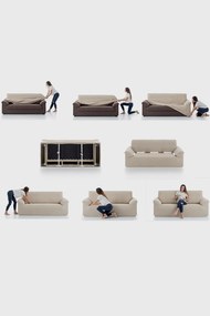 Milos háromszemélyes kanapéhuzat, krémszínű krém