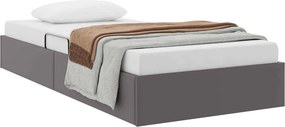 vidaXL Tárolós Ágy fejtámlával tárolóval Szürke 90 x 200 cm Műbőr