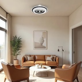 LED Dimmelhető mennyezeti lámpa ventilátorral ZEPHYR LED/48W/230V fekete + távirányító