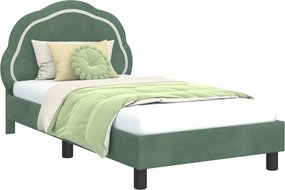 vidaXL Gyerekágy kerettel fejtámlával Tengeri Zöld 80 x 160 cm Bársony