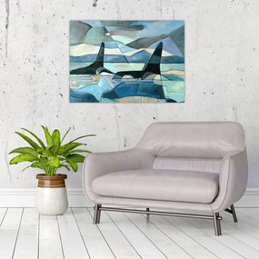 Kép - Orcas (üvegen) (70x50 cm)