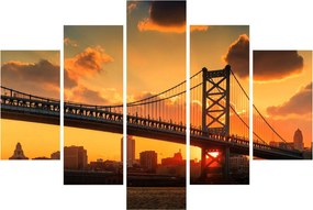 Kép - Naplemente a Ben Franklin híd felett, Philadelphia (150x105 cm)