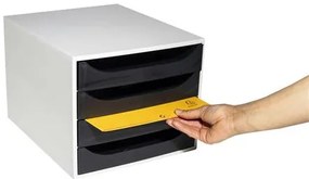 Irattároló, műanyag, 4 fiókos, EXACOMPTA Ecobox Office, szürke-fekete (EX2286014D)