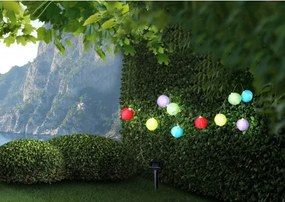 Globo 33971 Solar fényfüzér 3 méter hosszú 10 db színes gömbbel, IP44, akkumulátorral: 600mAh 1,2V, Ø75mm, tartozék: 10xLED 0,06W 3,2V
