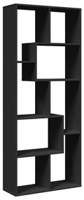 fekete szerelt fa térelválasztó könyvespolc 67 x 25 x 161,5 cm