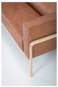 Fawn konyakbarna kanapé bivalybőrből, tömör tölgyfa szerkezettel, 240 cm - Gazzda