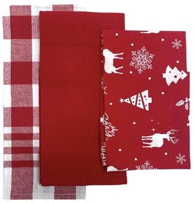 Konyharuhák karácsonyi Christmas piros 45x70cm 3db TiaHome