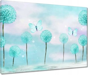 Vászonkép 80x60 Pillangók Türkiz világ