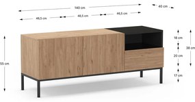 Natúr színű TV-állvány 140x55 cm Cailin – Marckeric