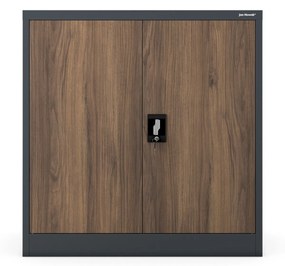 Alacsony fém irattartó szekrény BEATA, 900 x 930 x 400 mm, Eco Design: antracit/ dió