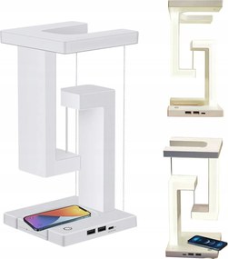 Antigravitációs Led asztali lámpa vezeték nélküli töltővel 10 W fehér