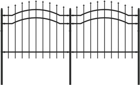 vidaXL fekete porszórt acél kerti kerítés lándzsás tetejjel 240 x 100 cm
