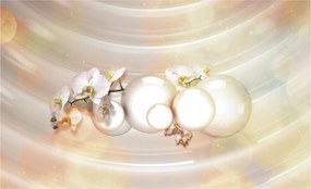 Flizelin fotótapéta Fehér orchideák gyöngyökkel Rosa 312x219 +ragasztó