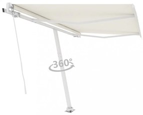 krémszínű kézzel kihúzható póznás napellenző 350 x 250 cm