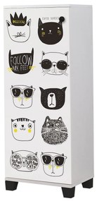 Cipősszekrény Feliz Cats (fehér + fekete). Akció -22%. 1063301
