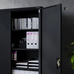 JAN II irodai, irattartó fémszekrény, 1150 x 1850 x 400 mm, fekete