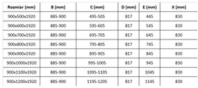 Mexen Lima zuhanykabin összecsukható ajtóval 90 x 100 cm, 6mm átlátszó üveg, arany profil + zuhanytálca, 852-090-100-50-00-4010