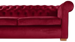 Oxford Chesterfield Kihúzható Kanapé, 88x216x75 cm, 3 személyes, piros