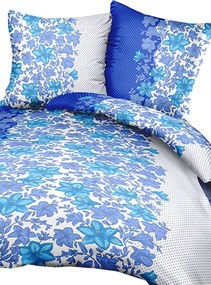 Krepp ágynemű 140x200+70x90cm Kék virágok