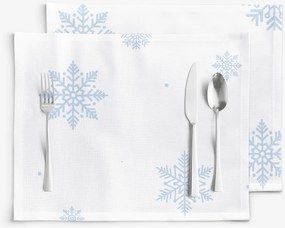 Goldea karácsonyi pamut reggeliző alátét - kék pehely fehér alapon - 2db 30 x 40 cm