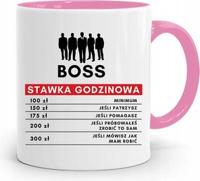 Rózsaszín Bögre Főnöknek Boss Óradíj Nyomtatott Fotóval