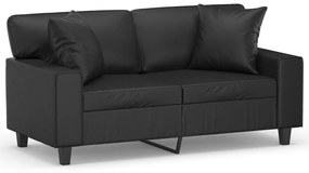 vidaXL 2 személyes fekete műbőr kanapé díszpárnákkal 120 cm