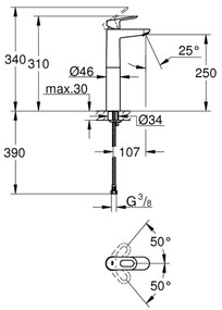 GROHE 23764000 - BAULOOP DN 15 mosdócsaptelep fényes króm