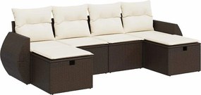 vidaXL 6 részes barna polyrattan kerti ülőgarnitúra párnával