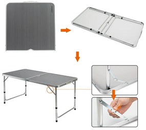 Casaria® Összecsukható kempingasztal - szürke