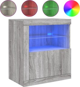 vidaXL szürke sonoma színű tálalószekrény LED-ekkel 60,5 x 37 x 67 cm