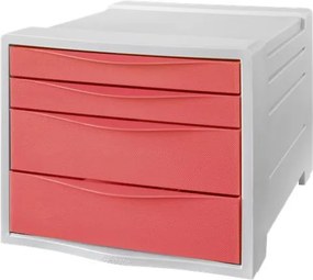 Irattároló, műanyag, 4 fiókos, ESSELTE Colour'Breeze, áttetsző korall (E628457)