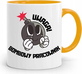 Munkavállalói Bögre Sárga Bomba Munkavállalói Nyomtatott Fényképpel