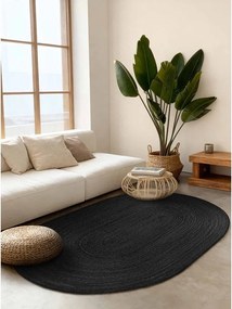 Fekete kétoldalas-kézi szövésű juta szőnyeg 160x230 cm Braided – Hanse Home