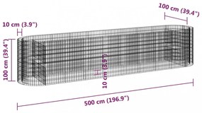 horganyzott vas gabion magaságyás 500x100x100 cm
