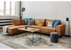 Konyakbarna bőrutánzat sarokkanapé (bal oldali) Copenhagen – Scandic