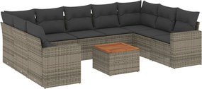 vidaXL 10 részes szürke polyrattan kerti ülőgarnitúra párnákkal