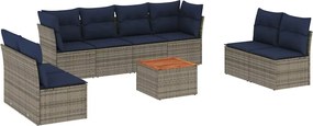 vidaXL 9 részes szürke polyrattan kerti ülőgarnitúra párnával