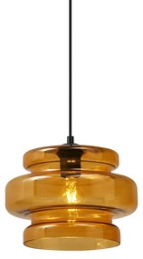 Retro függőlámpa fekete színben, narancssárga üveggel - Denise