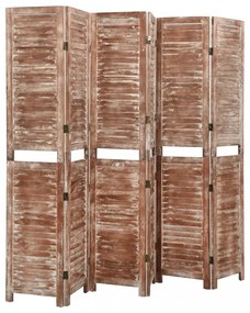6 paneles barna tömör császárfa paraván 210 x 165 cm