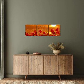 Kép egy virágzó mező tulipánokkal (órával) (90x30 cm)