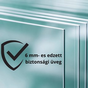 Stuxi Nizza Black 100/110/120/130/140 cm széles toló zuhanyajtó 6 mm vastag vízlepergető biztonsági üveggel, fekete elemekkel, 200 cm magas