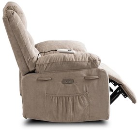 Elektromosan Vezérelhető Masszázsfunkciós Relaxfotel Bézs Kordbársony Kárpittal. JASPER