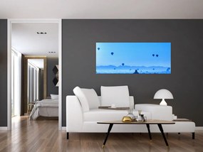 Kép - léggömbök a táj felett (120x50 cm)