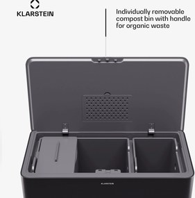 Klarstein Yuma, szemetes, 40 l, komposztálóval, lábakkal, szagszűrővel