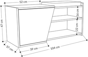 Fiona Bench - Anthracite, White