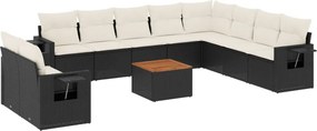 vidaXL 11 részes fekete polyrattan kerti ülőgarnitúra párnákkal
