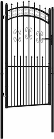 vidaXL fekete, porszórt acél kerítéskapu lándzsás tetejjel 103 x 175 cm