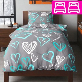 Pamut ágynemű DONA BLUE LOVE 4 részes 140x200 cm