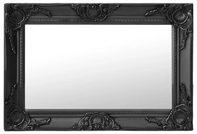 fekete barokk stílusú fali tükör 60 x 40 cm