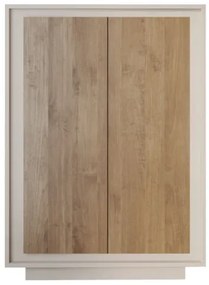 SKY 2.0 magas komód, 2 ajtóval, kasmír vázzal és Mercuri tölgy mintázatú laminált előlapokkal